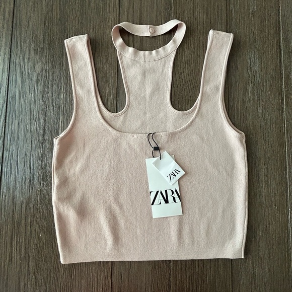 Zara Tank Top with Halter NWT. Size Medium. Flesh color - Picture 2 of 3